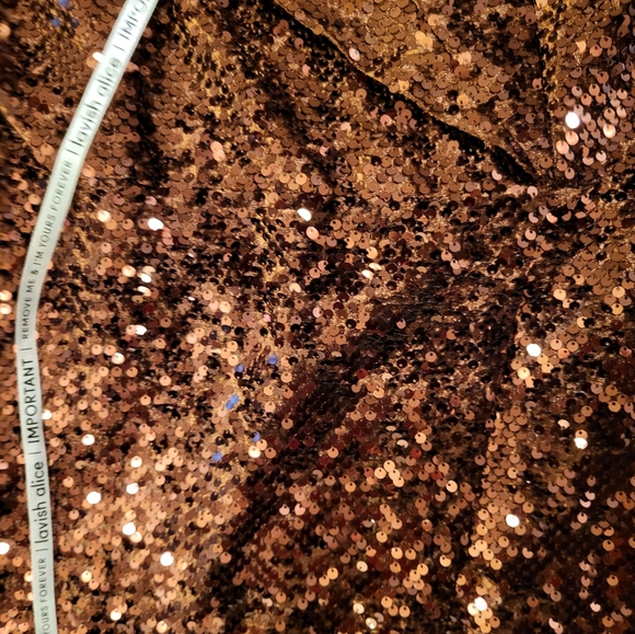 Lavish Alice maya velvet sequin asymmetric mini dress in chocolate - Picture 8 of 8